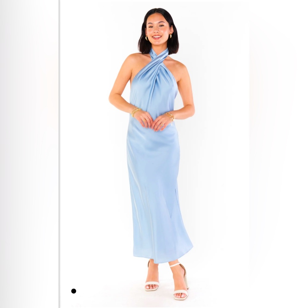 Show Me Your MuMu Light Blue Halter Midi Dress